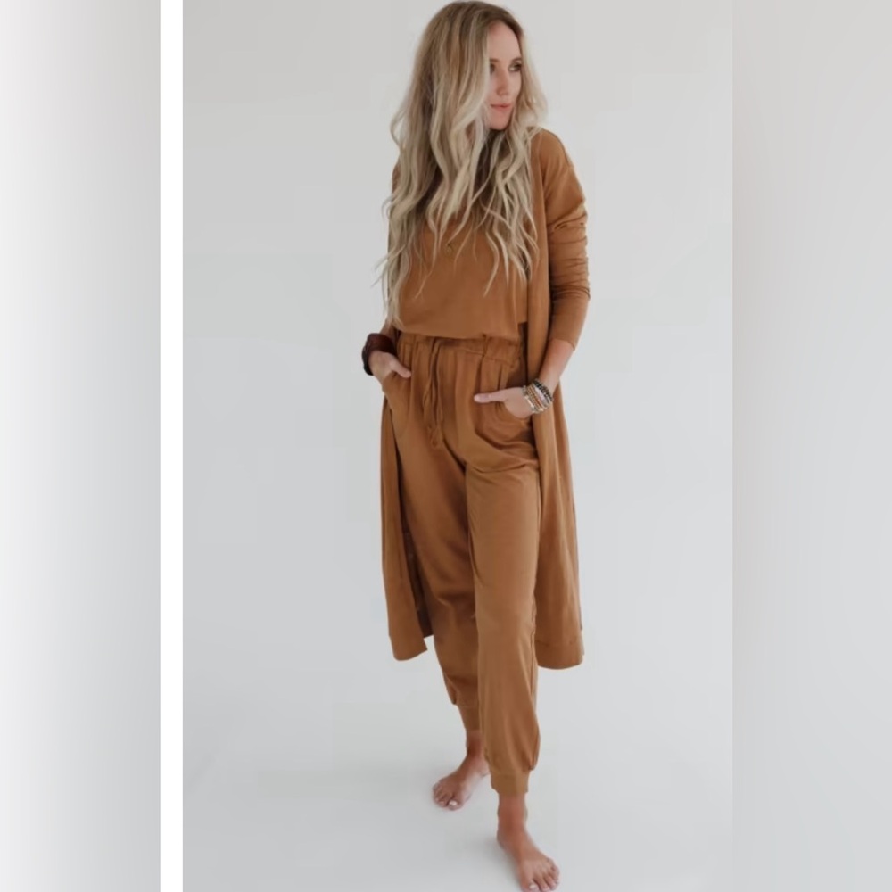NWOT Three Bird Nest Jumpsuit and Matching Duster Length Cardigan